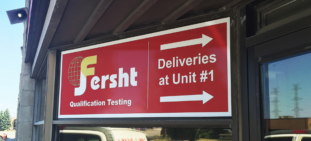 Fersht directional sign / Full colour printed and cut vinyl graphics for the inside or outside of windows, single window prints and full cover artwork spanning multiple windows